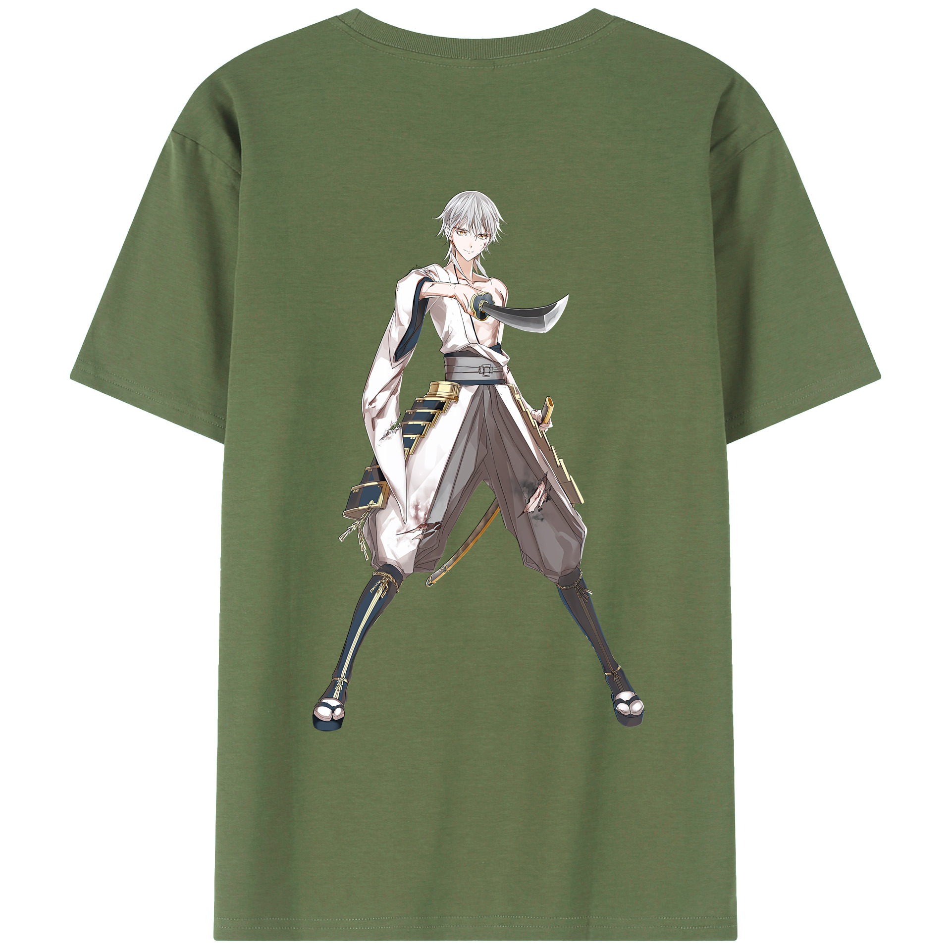 （画像用） 刀剣乱舞 Touken Ranbu 綿100％ メンズ半袖Tシャツ（バックプリント） 通気性